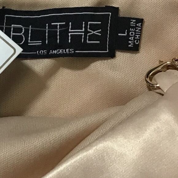 BLITHE SZ L Champagne Cream Sleeveless Chain Strap Pleated 2 Piece Set NWT B79 - Picture 8 of 8